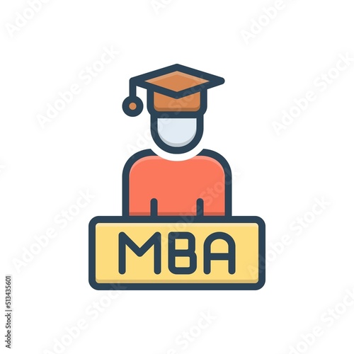 Color illustration icon for mba academic