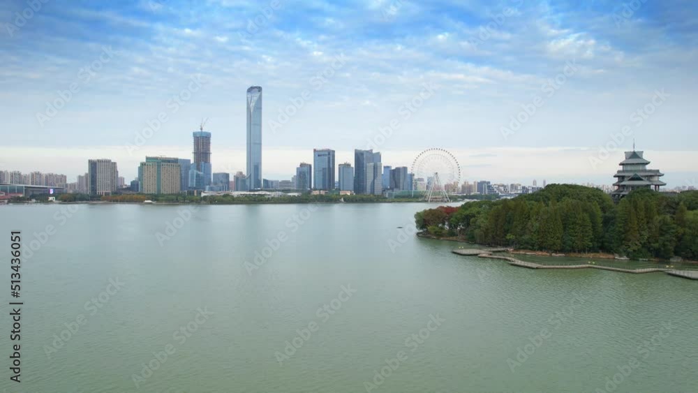 Urban scenery of Jinji Lake East CBD, Suzhou, Jiangsu, China