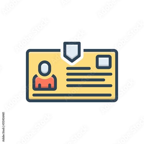 Color illustration icon for ids card