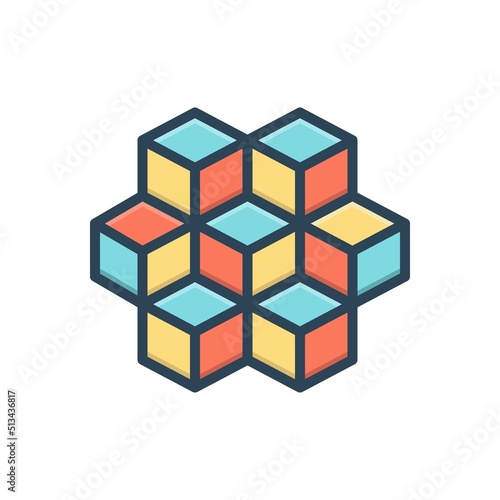Color illustration icon for cubic