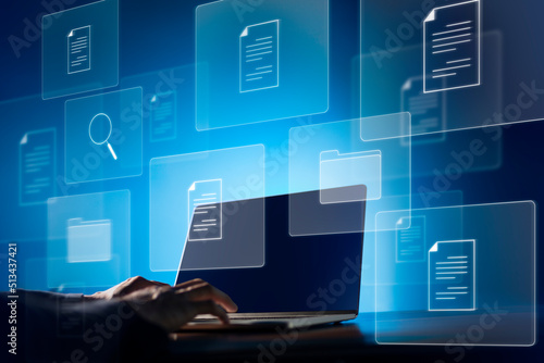 Document Management System (DMS) Online Document Database and automated processes to manage files, knowledge, and documents in an organization effectively with ERP, enterprise business technology.