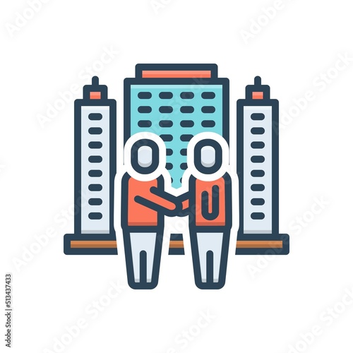 Color illustration icon for llp handshake