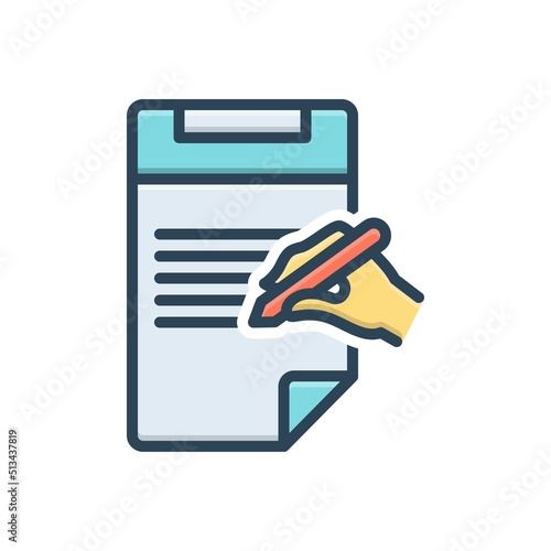 Color illustration icon for writing photo