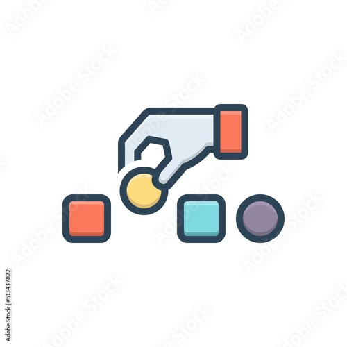 Color illustration icon for choosing