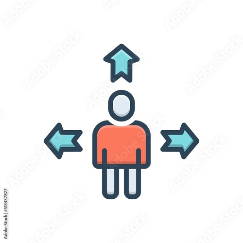Color illustration icon for decide