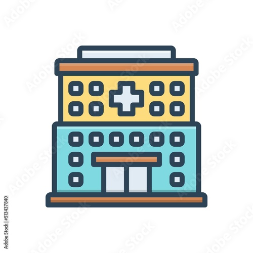 Color illustration icon for hospitals