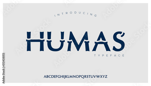 Humas, a strong serif typeface uppercase lowercase alphabet. vector font.