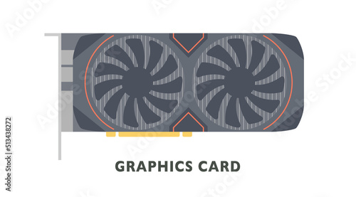computer parts. graphics card. flat design style vector illustration.