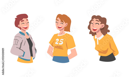 Laughing Out Loud Woman Character Feeling Amused and Full of Fun Vector Set