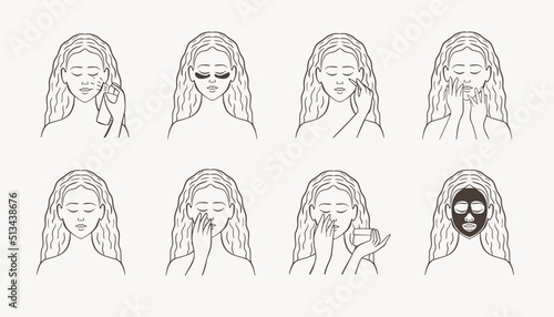 Minimalist Floral Botanical Woman Skincare and Beauty Monoline Lineart