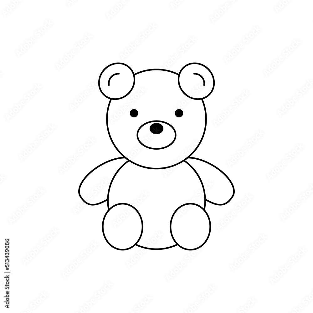 Teddy bear contour. Doodle style hand drawn toys. Outline drawing. Black and white image. Monochrome image. Children s cute toy. Coloring. Vector image Teddy bear contour. Doodle style hand drawn toys. Outline drawing. Black and white image. Monochrome image. Children s cute toy. Coloring. Vector image