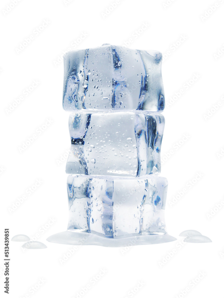 Ice cubes on white background. Crystal clear ice cubes on white background. Ice cubes on white background. Crystal clear ice cubes on white background.