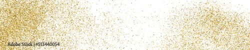 Gold Glitter Texture On White. Horizontal Long Banner For Site. Panoramic Celebratory Background. Golden Explosion Of Confetti. Vector Illustration, Eps 10.