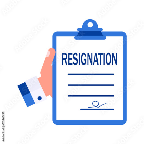 Resignation paper. Vector illustration isolated on white background.