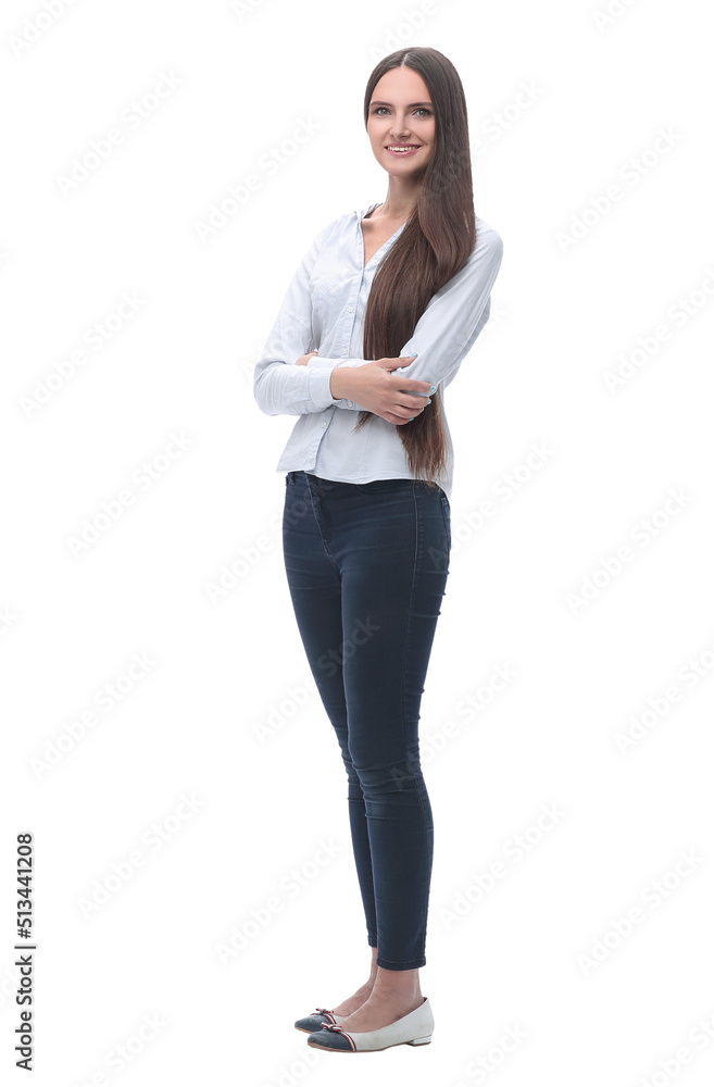 in full growth. modern girl in casual clothes in full growth. modern girl in casual clothes