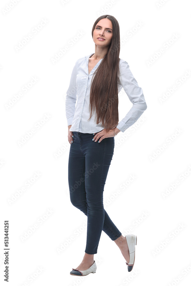 in full growth. modern girl in casual clothes in full growth. modern girl in casual clothes
