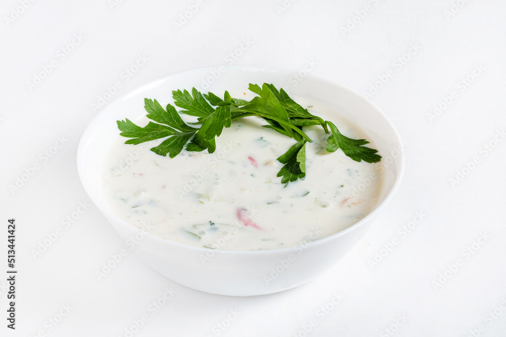 Cold soup with cucumbers, yogurt and fresh herbs Cold soup with cucumbers, yogurt and fresh herbs