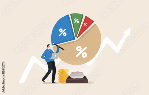Financial Report. Reviewing investment portfolio. Adjusting portfolios from raising interest rates from the federal government or FED. Inflation, stock markets, funds, cryptocurrencies. 