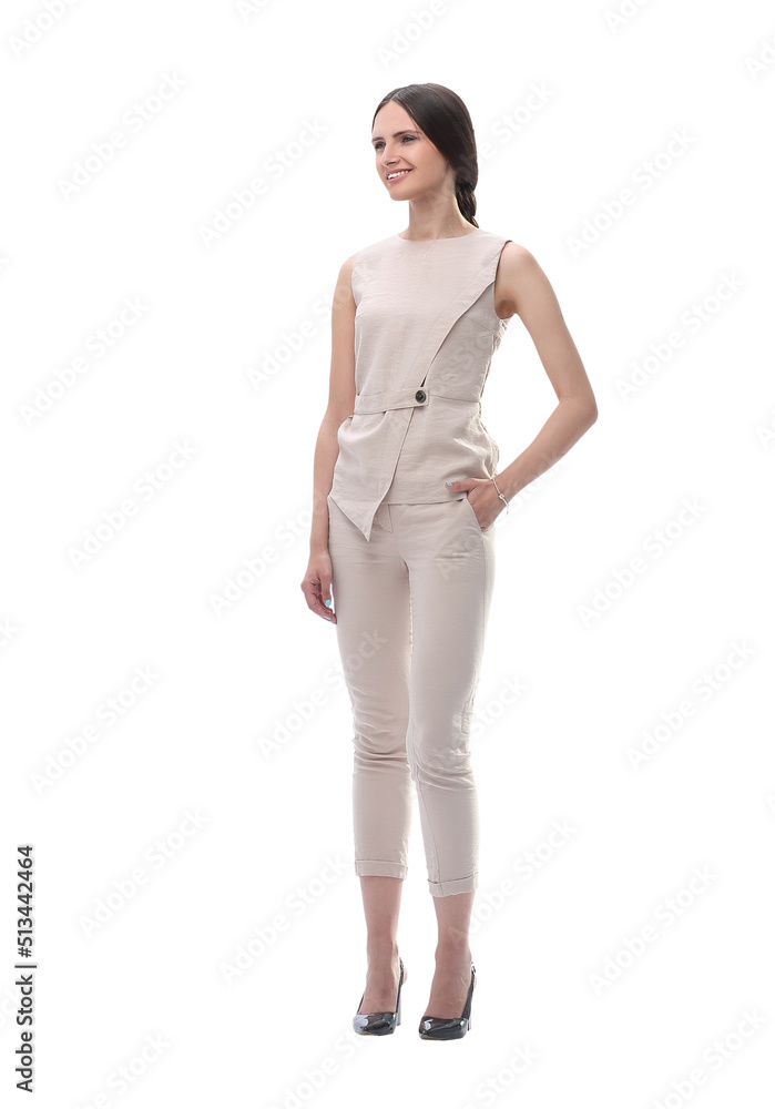 full length .portrait of a smiling modern young woman. full length .portrait of a smiling modern young woman.