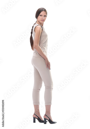 rear view. modern young woman looking at blank screen © ASDF