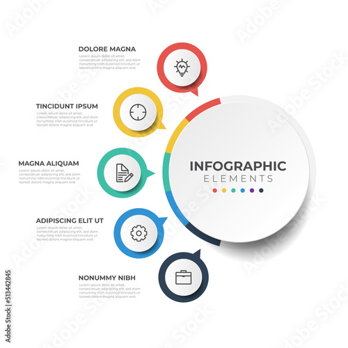5 list infographic element vector template, steps or sequence layout diagram