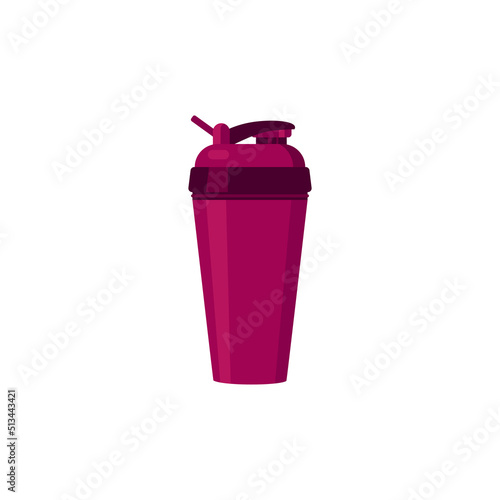 Shaker bottle to prepare sport energy drinks, flat vector illustration isolated.