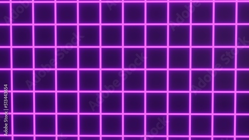 3d rendering neon abstract geometric background laser light show on stage purple square shape virtual square frame, neon glow lines Futuristic minimalist design