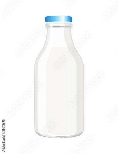 Kefir, yogurt or milk glass grey bottle without label, cartoon style vector illustration isolated on white background
