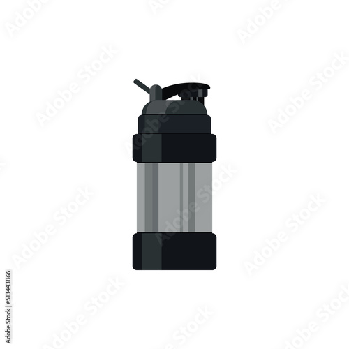 Fitness shaker or container for sport drinks flat vector illustration isolated.