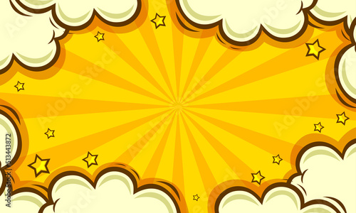 comic pop art yellow background with cloud illustration 
