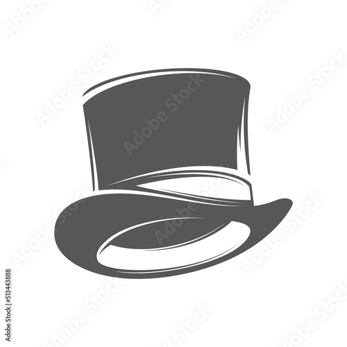 Vintage top hat isolated on white background. Vector illustration