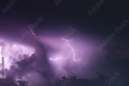 The lighting of Thunder storms in raining time