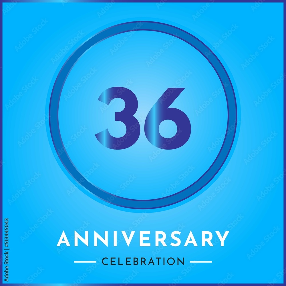 36 years anniversary celebration with circle frame isolated on sky blue background. Creative design for happy birthday, wedding, ceremony, event party, marriage, invitation card and greeting card. 36 years anniversary celebration with circle frame isolated on sky blue background. Creative design for happy birthday, wedding, ceremony, event party, marriage, invitation card and greeting card.