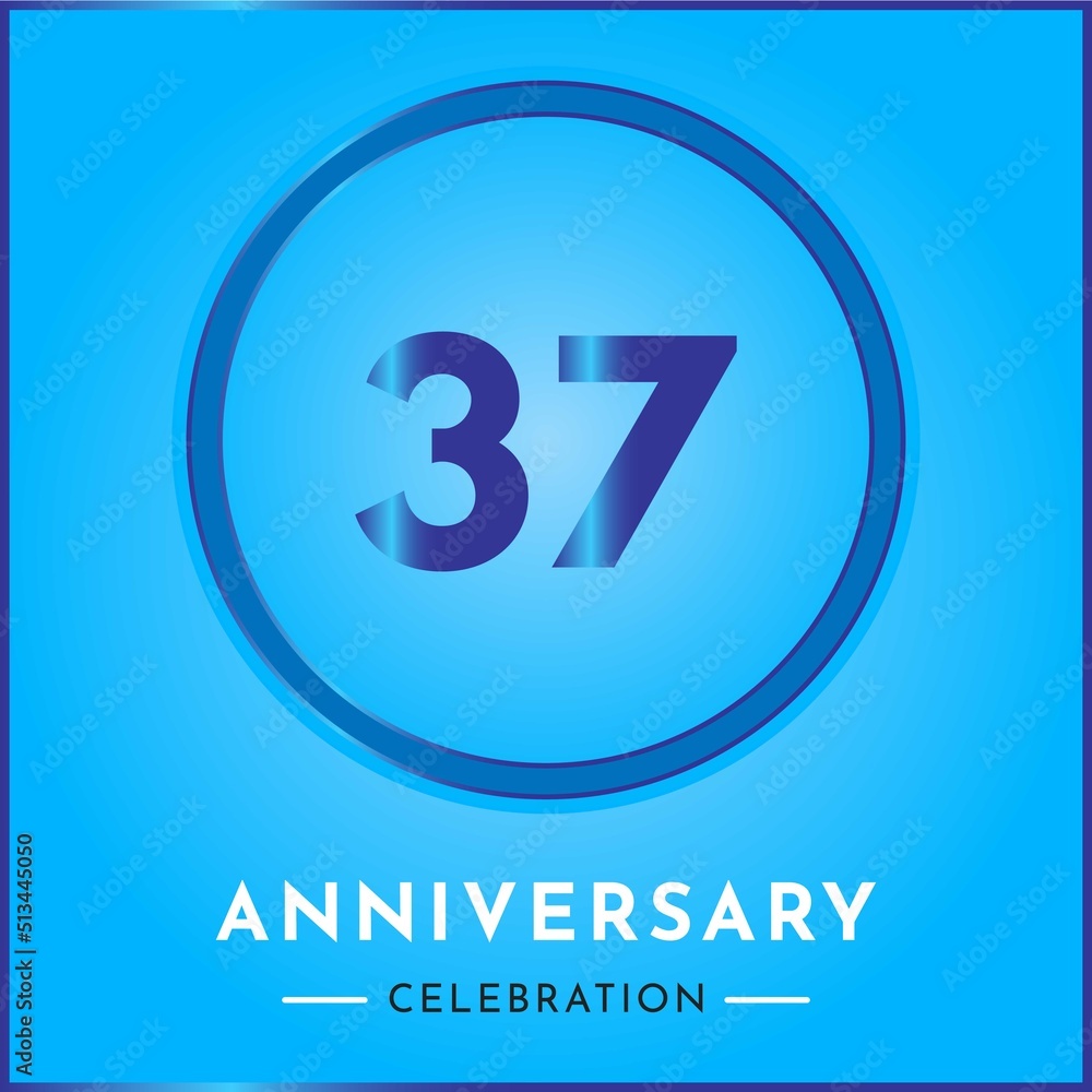 37 years anniversary celebration with circle frame isolated on sky blue background. Creative design for happy birthday, wedding, ceremony, event party, marriage, invitation card and greeting card. 37 years anniversary celebration with circle frame isolated on sky blue background. Creative design for happy birthday, wedding, ceremony, event party, marriage, invitation card and greeting card.