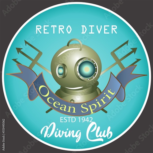Diving Club Sign and Badge Vintage Vector Illustration