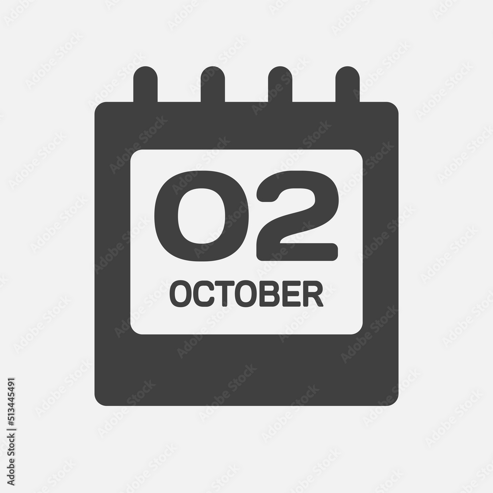 Icon page calendar day 2 October, template date Icon page calendar day 2 October, template date