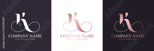 K letter monogram. Elegant luxury K logo. Calligraphic style. Vector design. Luxurious linear creative monogram.