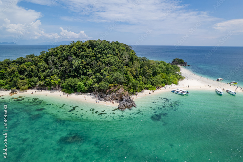 Aerial photograph of the sea at Koh Lipe, Thailand with a drone.
