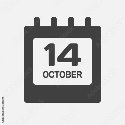Icon page calendar day 14 October, template date © corben_dallas