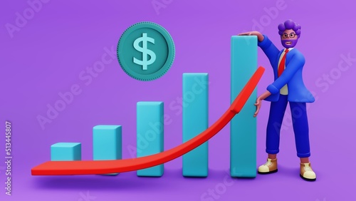 investment profit growth Financial advisor or wealth management earn money to get rich or increase your income or income ideas Investors Confident Investors Hold Huge Profit Growth Chart 3D rendering