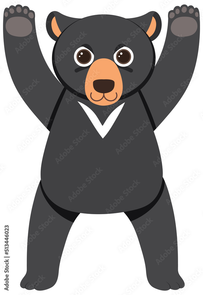 Fototapeta premium Cute black bear in flat cartoon style