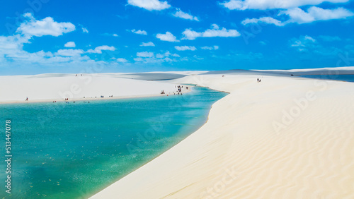 Turquoise lagoons located in the north east part of Brazil, close to the ocean (Maranhao region, Lencois Maranhenses) photo