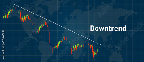 Downtrend bearish stock market candle stick chart going down loss