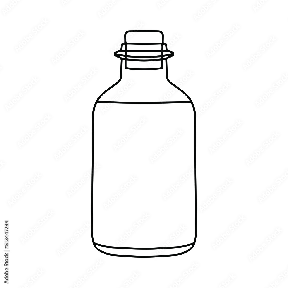 Bottle with stopper. Vector illustration of package for liquid. Line design icon. Bottle with stopper. Vector illustration of package for liquid. Line design icon.