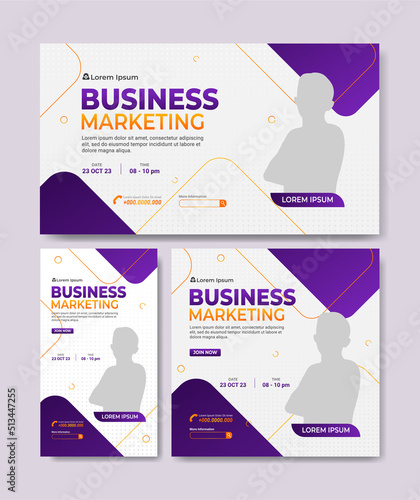 Modern banner for social media post. Webinar business background, layout, flyer. Vector Illustration