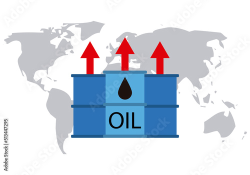 Icono de barriles de petrolio subiendo de precio. photo