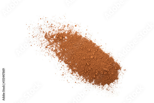 Pile of Cocoa powder or chocolate powder isolated on white