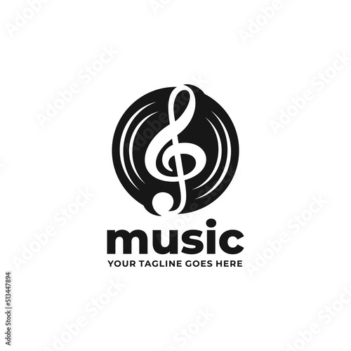 Music simple flat logo vector