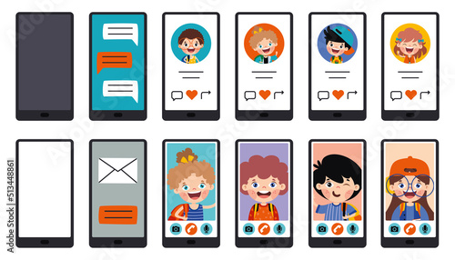 Set Of Flat Mobile Phones