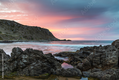 A vibrant sunrise in Petrel Cove On the Fleurieu Peninsula on March 14th 2022